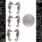 Gunmetal Finish Brass Small Flat Sea Horse Charms- Set of Six - G-C156